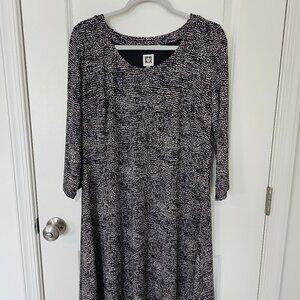Anne Klein 3/4 Sleeve Black and Cream Swing Dress Size 0X